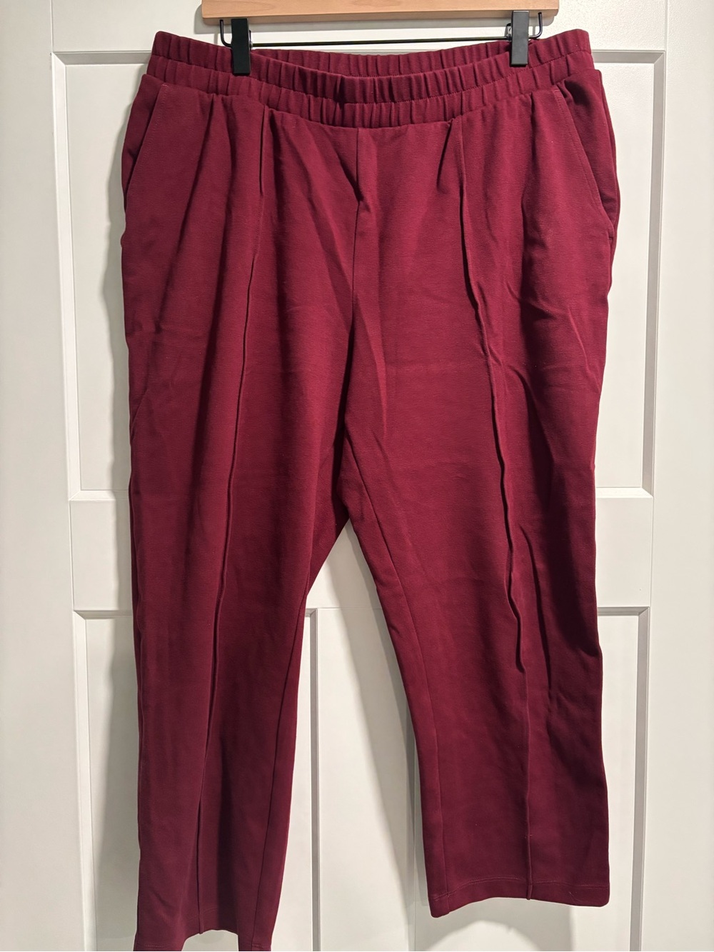 a new day burgundy pull-on tapered leg knit pants
